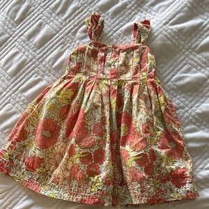 Floral Kids Dress in orange , peach , yellow and Cream